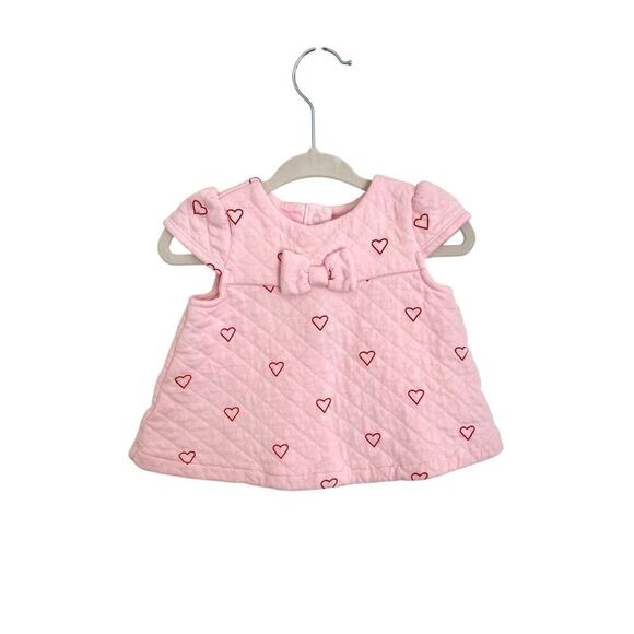 Janie and Jack Baby Girl Valentine's Day Pink Red Heart Quilted Bow Top - Picture 1 of 5